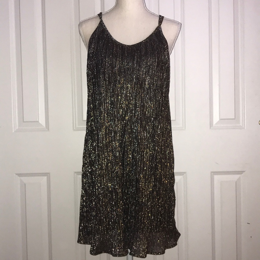 Black, gold, silver cocktail dress